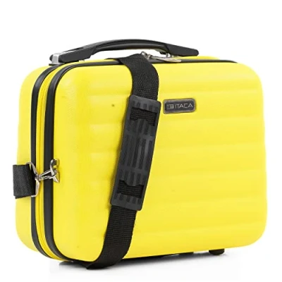 Afbeelding van ITACA Reiskoffer met 4 wielen, trolley 55/65/75 cm en lichte, rekbare ABS tas. 3 kleine, middelgrote 71200, Geel.