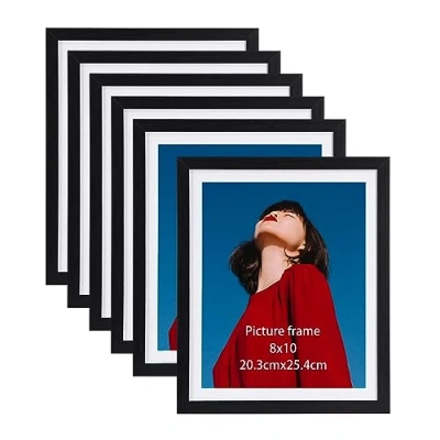 Afbeelding van EYMPEU Set van 6 fotolijsten, 20 x 25 cm, met passe partout, voor het plaatsen 23 28 of foto om aan de muur tafel te hangen