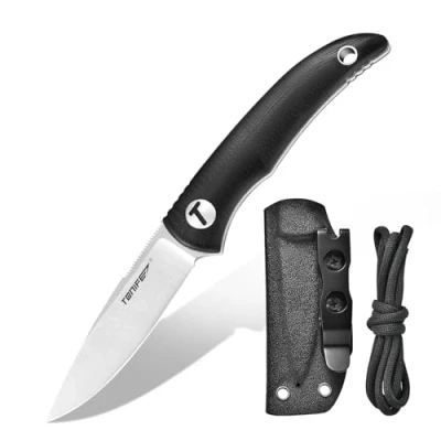 Afbeelding van Tonife Full Tang is een campingmes van 6,8 cm met vast lemmet verstelbare Kydex mantel, mobiel, draagbaar, ideaal voor buitenactiviteiten, survival en struikgewas (zwart)