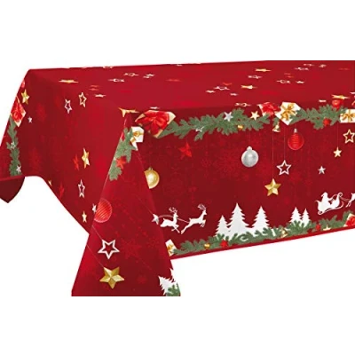 Image de Nappe anti taches noël rouge taille : rectangle 150x200 cm