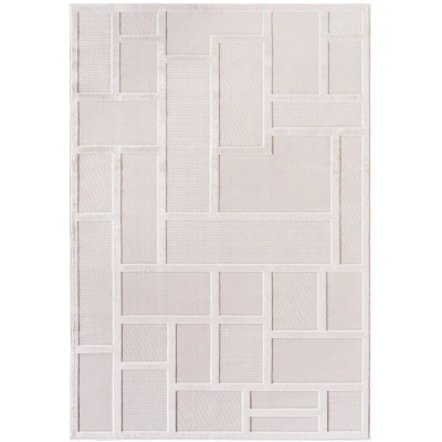 Afbeelding van Buitenkleed Doha Luxury Laagpolig Vloerkleed In &amp; Outdoor Creme Rechthoek Polypropyleen 280x370 cm