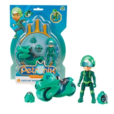 Afbeelding van Giochi Preziosi Petronix Pet01300 motorfiets met beweegbare tim figuur 7 cm en afneembare rugzak, voor kinderen vanaf 3 jaar