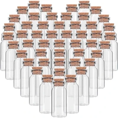 Afbeelding van Belle Vous 50 Pak Glazen Geschenk Potten met Kurken Deksels 10 ml Mini Mason Luchtdichte Opslag Flessen Set voor Huwelijksgeschenken, Feest, Keuken, Specerijen en Jam