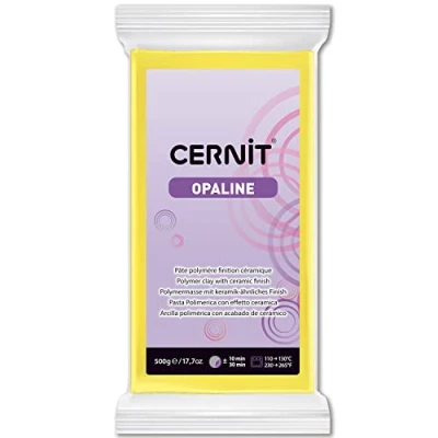 Afbeelding van CERNIT CE0880500717C Opaline polymeerdeeg boetseerklei voor het bakken primaire gele kleur blok van 500 g