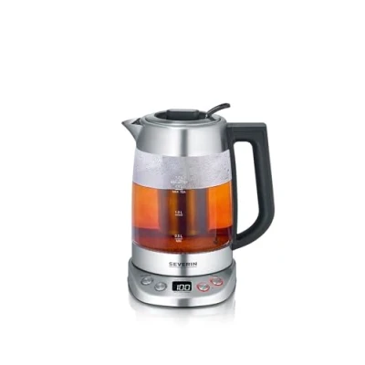 Afbeelding van SEVERIN Luxe glazen theepot en waterkoker met capaciteit: 1,7 liter water, 1,5 thee, 3000 W roestvrij staal/glas WK 3480