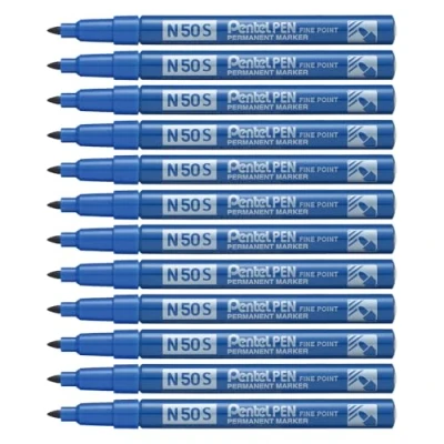 Afbeelding van Pentel Pen N50S C permanente marker, fijne punt, blauw, 12 stuks