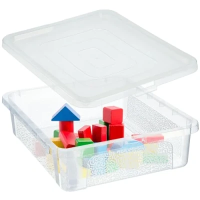 Afbeelding van KADAX Rechthoekige opbergdoos met deksel, stapelbaar, kunststof, ruimtebesparende (10 l, transparant)