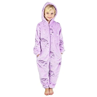 Afbeelding van CityComfort Kinderpyjama, dierenmotief, fleece romper, Paars.