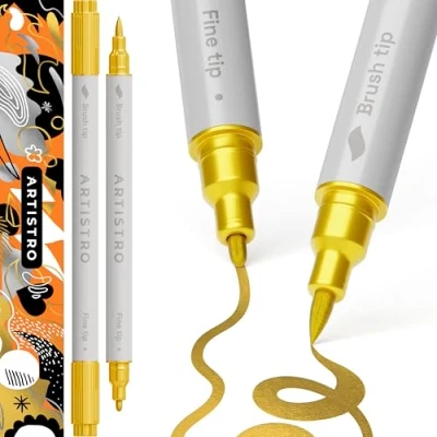 Afbeelding van ARTISTRO Set van 2 acrylverfpennen Dual Tip Dot+Fine