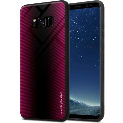 Afbeelding van Cadorabo Hoesje geschikt voor Samsung Galaxy S8 in PAARS ROZE Beschermhoes gemaakt van TPU silicone Case Cover en achterkant gehard glas