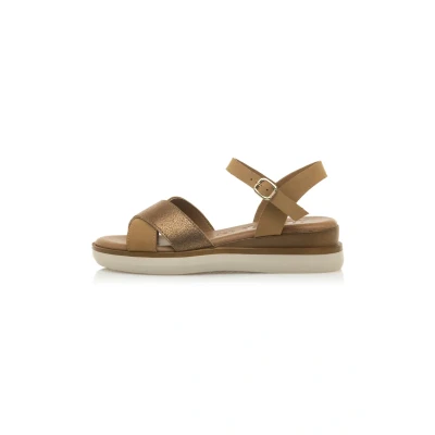 Afbeelding van mtng Daniela Sandalen met plateauzool, Dames, Maat: 39, Empolvado tan Schaapsleer
