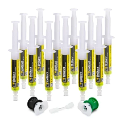 Afbeelding van ERRECOM Brilliant 12 x 7,5 ml fluorescerende UV tracker voor het detecteren van koelgaslekken in automatische airconditioningsystemen, inclusief R134a en R1234yf adapters