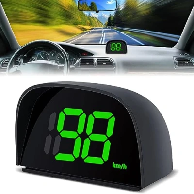 Afbeelding van 1 digitale snelheidsmeter voor auto. HUD universeel leesdisplay auto, snelheidsmeter, motorfiets fiets, motorfiets, auto