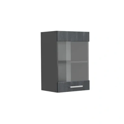 Afbeelding van Vicco R Line glazen keukenkast zwart beton antraciet 40 cm