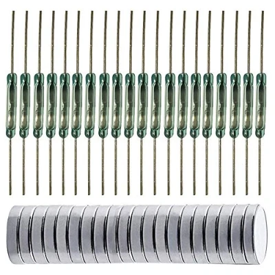 Afbeelding van Gebildet 20 stuks kunststof riet schakelaar, magnetische schakelaar (2 mm x 14 mm) normaal open (N/O) contact Reed, met multifunctionele magneetstukken