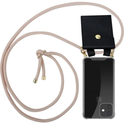Afbeelding van Cadorabo Hoesje geschikt voor Apple iPhone 11 PRO in PEARLY ROSE GOUD Silicone Mobiele telefoon ketting beschermhoes met gouden ringen, koordriem en afneembare etui