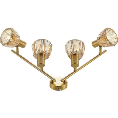Afbeelding van Lindby plafondlamp 4lichts glas, staal H: 18 cm E14 helder, messing