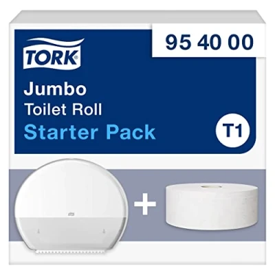 Afbeelding van Tork Starter Pack voor toiletpapier, jumbo rol, wit, T1, grote capaciteit, serie Elevation, 954000