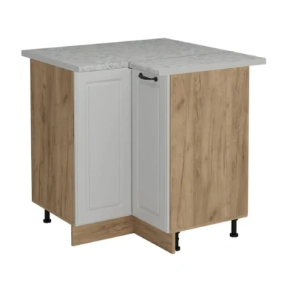 Afbeelding van Vicco Hoekkast R Line, Wit Landhuis/Krachtige eik goud, 75.6 cm WB Marmer