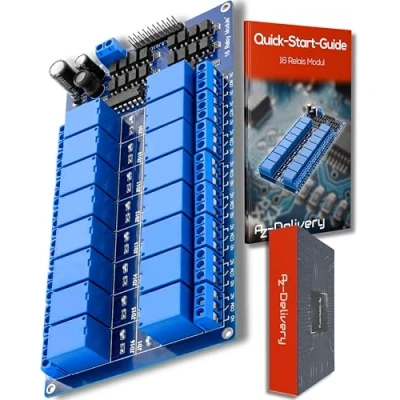 Afbeelding van AZDelivery 16 relaismodule 12 V met low level optokoppelaar trigger, compatibel Arduino E Book!
