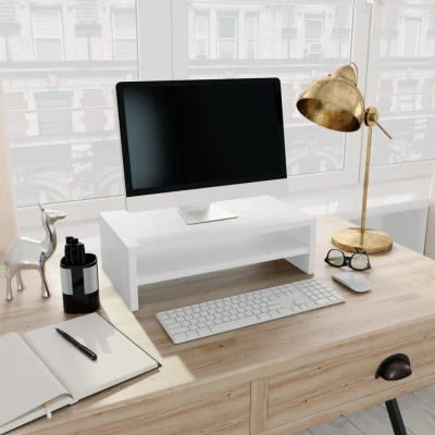 Afbeelding van Monitorstandaard 42x24x13 cm bewerkt hout wit