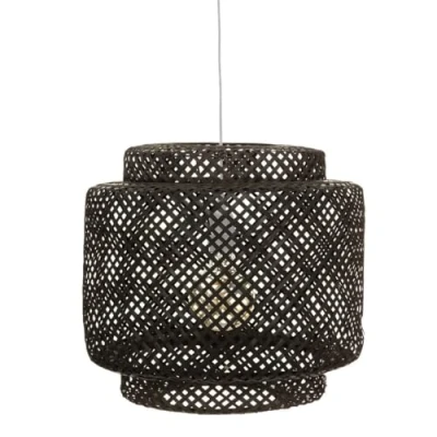 Afbeelding van Hanglamp Gevlochten Bamboe Verlichting Rotan Ø40 cm Zwart
