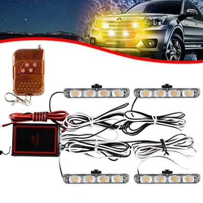 Afbeelding van KaiDengZhe 4 x leds, in 1, stroboscoop, waarschuwing, DC 12 V, noodgevallen, knipperlicht, grootlicht, noodlicht, extern licht voor vrachtwagen, aanhanger, caravan, amber