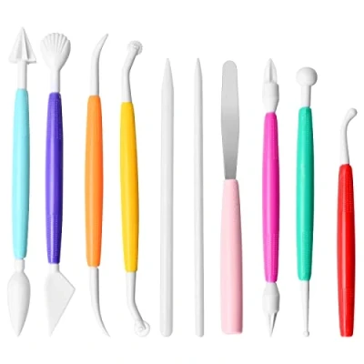 Afbeelding van 10 stuks modelleergereedschap voor gebak, fondant modelleringsgereedschap taart modelleren decoratiegereedschap, boetseerklei snijgereedschap accessoires cakes Bscuit