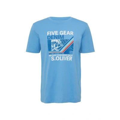 Afbeelding van s.Oliver MIT Artwork UND Front Tshirt print, Heren, Maat: Medium, Royalblau