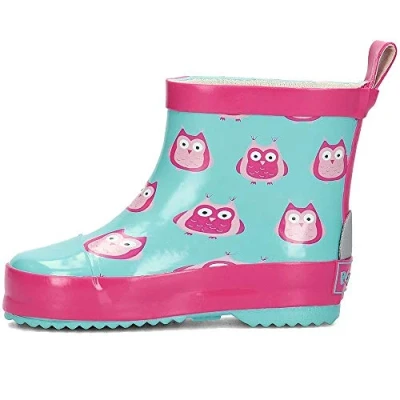 Afbeelding van Playshoes Regenlaarzen met halve schacht voor kinderen Uilen Turquoise maat 20EU
