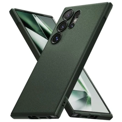 Afbeelding van Ringke beschermhoes compatibel met Samsung Galaxy S24 Ultra [Onyx], schokbestendig, robuust, flexibel, ultradun, zacht, TPU, duurzaam, voor Ultra, donkergroen