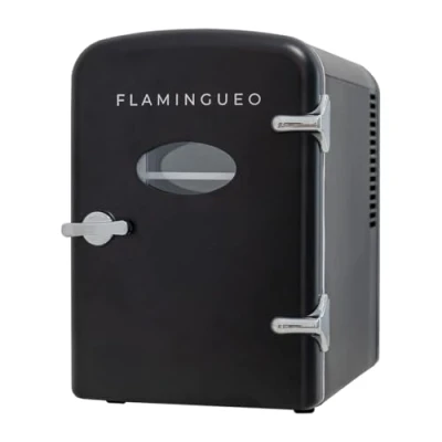 Afbeelding van Flamingueo mini koelkast kleine 4 l, voor de kamer, 12 V/220 V, warme en koude functie, cosmetica, koelkast, make up,
