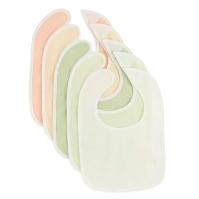 Afbeelding van Bieco 5 stuks slabbetjes van fijn katoen voor pasgeborenen, slabbetje badstof, waterdicht, met klittenbandsluiting, groen, dun, één maat, Dun