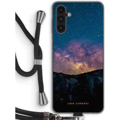 Afbeelding van Case Company® hoesje met Koord geschikt voor Samsung Galaxy A13 5G Travel to space Telefoonhoesje Zwart Bescherming aan alle Kanten en Over de Schermrand