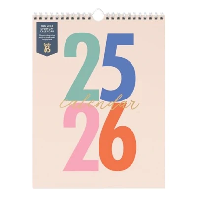 Afbeelding van Busy B Mid Year kalender Academische dagelijkse planner aug &#039;25 &#039;26 meerdere wandplanner voor People with Month To View, Do&#039;s, Notes, Stickers &amp; Storage Pocket 29,5 x 22 cm