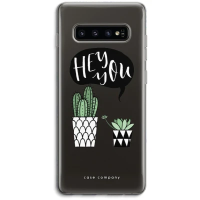 Afbeelding van Case Company® hoesje geschikt voor Samsung Galaxy S10 4G Hey you cactus Soft Cover Telefoonhoesje Bescherming aan alle Kanten en Schermrand