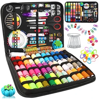Afbeelding van TWBEST 304 delige naaiset, naaiaccessoireset, naaisetje, 43 draadspoelen, naaisetje voor thuis met draagtas, premium grootformaat naaiset beginners, kinderen, reizen, kamperen en gezinnen (304)