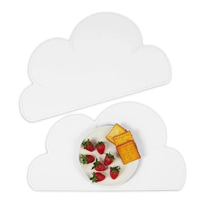 Afbeelding van Relaxdays placemat set van 2 baby&#039;s en peuters onderlegger antislip siliconen wit
