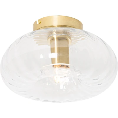 Afbeelding van QAZQA Art Deco plafondlamp goud met glas Ayesha