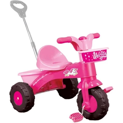 Afbeelding van Dolu Eenhoorn Driewieler met Duwstang Roze