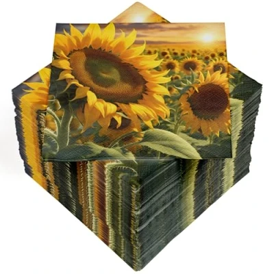Afbeelding van HEKU 100 stuks papieren servetten, 33 x cm, zonnebloemen, absorberend en praktisch, grote keuze, ideaal voor speciale gelegenheden