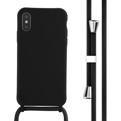 Afbeelding van iMoshion hoesje Geschikt voor iPhone X / Xs met koord Siliconen Zwart