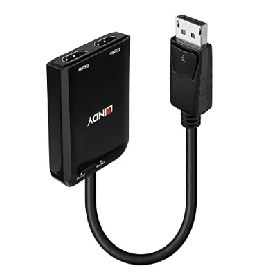 Image de Lindy Répartiteur vidéo/audio Concentrateur MST, DisplayPort 2 x HDMI de bureau