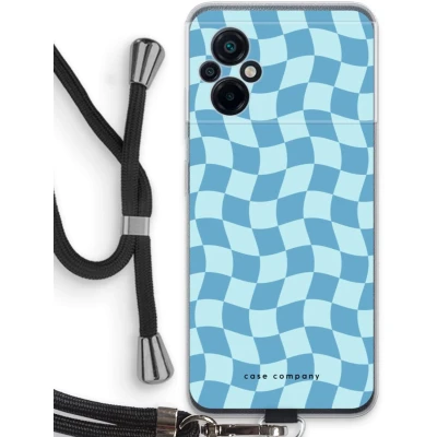 Afbeelding van Case Company® hoesje met Koord geschikt voor Xiaomi Poco M5 Grid Blauw Telefoonhoesje Zwart Bescherming aan alle Kanten en Over de Schermrand