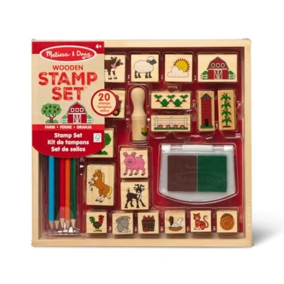 Afbeelding van Melissa &amp; Doug De boerderij houten stempelset, cadeau voor meisjes en jongens, 20 stempels, inktstempel, 5 potloden, creatief speelgoed, knutselen jongens van 3, 4, 5, 6, 7 jaar