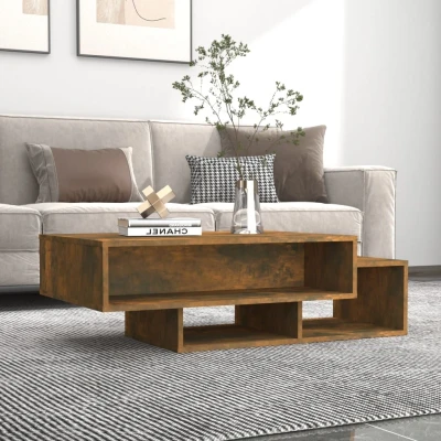Afbeelding van Salontafel 105x55x32 cm bewerkt hout gerookt eikenkleurig