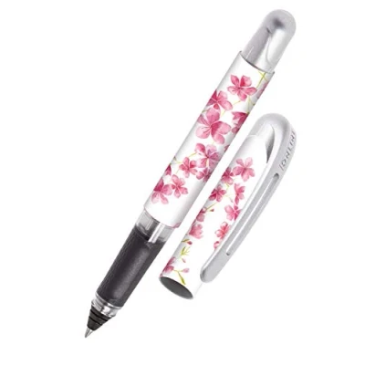 Image de Online College Cat Stylo roller à cartouche d&#039;encre pour droitiers et gauchers Poignée ergonomique Cartouches standard de qualité supérieure Avec combinée bleue