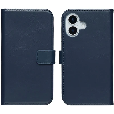 Afbeelding van Selencia Echt Leren Bookcase voor de Apple iPhone 17 Blauw