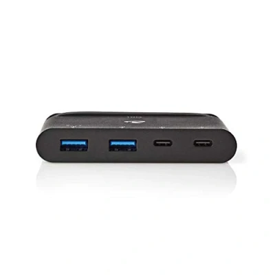 Afbeelding van Nedis USB Multi Port Adapter 3.2 Gen 2 C Male 2x A / Rond Vernikkeld Zwart Doos