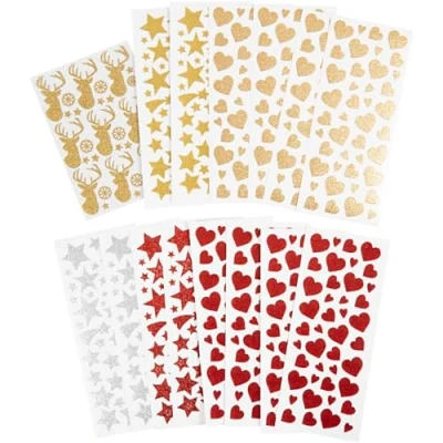 Afbeelding van Glitterstickers, vel 10x24+12x18,5 cm, 8 vellen